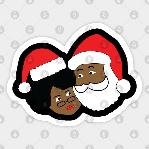 Black Santa and Mrs. Claus Sticker by blackartmattersshop